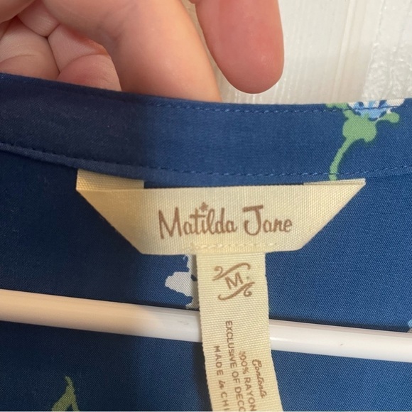 Matilda Jane Day Trippin Blue Floral Tunic Peasant Boho Mini Dress Size M - Picture 10 of 12